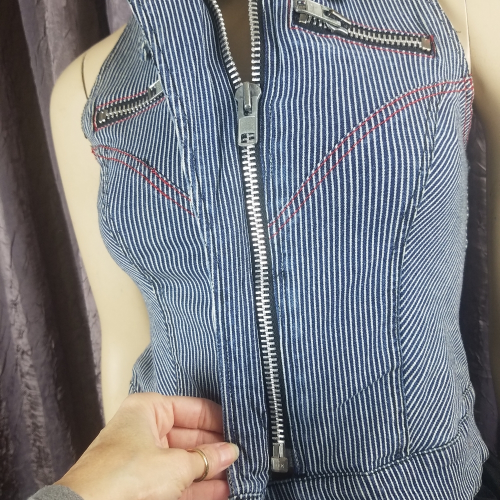 Lip Service Jean Jacket Vest Bondage Zippers - Picture 3 of 5